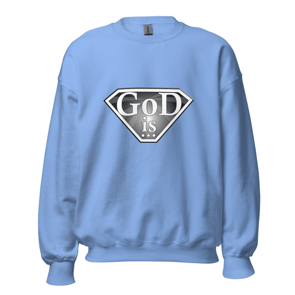 God Is Crewneck Sweatshirt in light blue