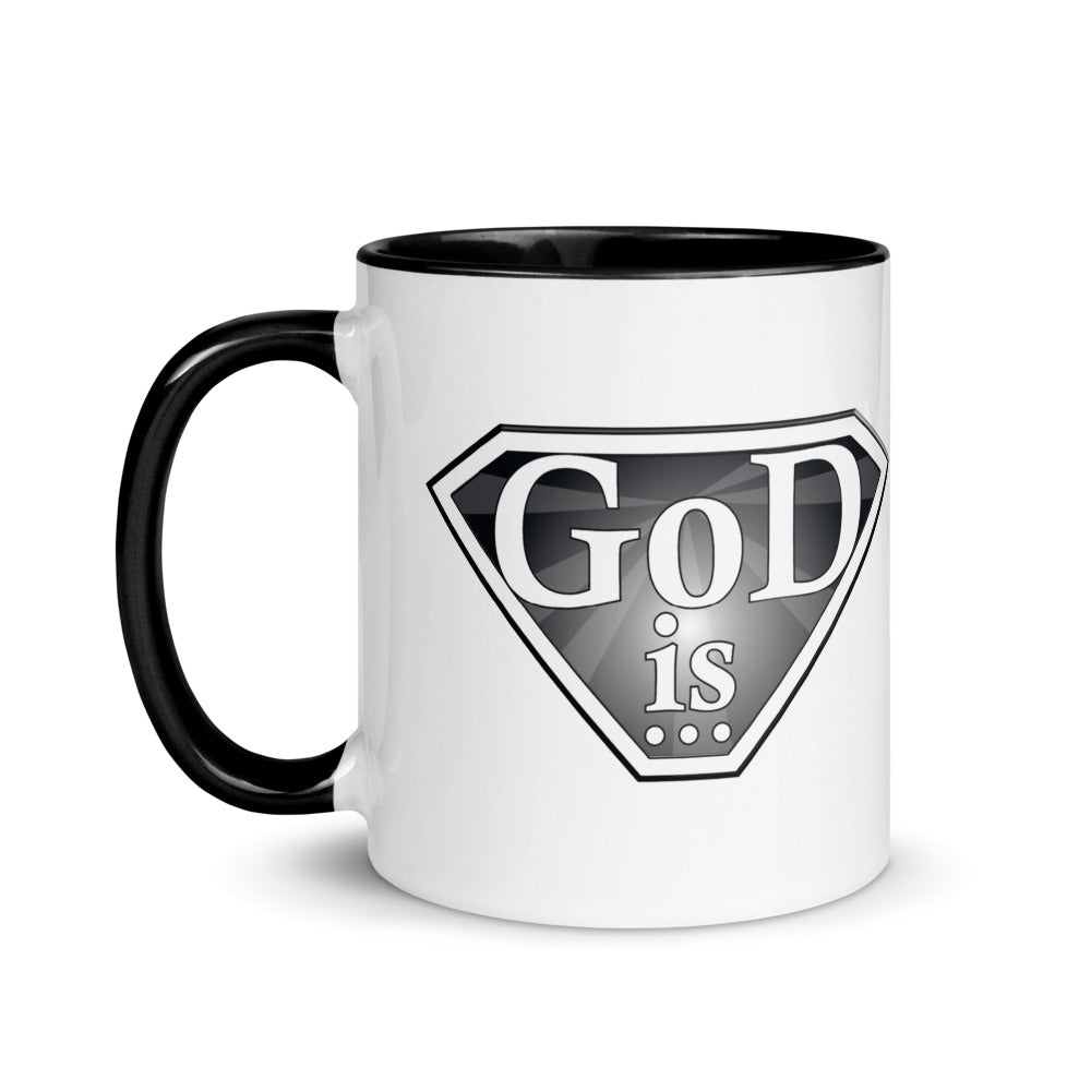 God Is White Mug in black inside